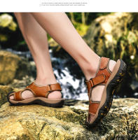 Sandalias De Verano Para Hombre Talla Grande 2023 Cuero Genuino Moda Sandalias Transpirables Con Cierre De Correa Antideslizantes Talla 38-47 - details 11