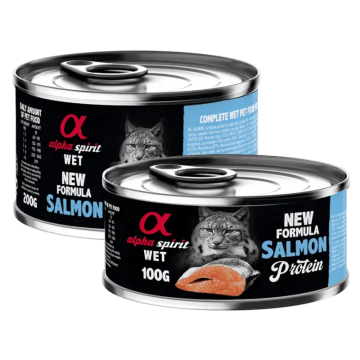 Alpha Spirit Comida Húmeda para Gato en Lata Sabor Salmón – Alimento Completo Grain Free Rico en Omega 3 - 1
