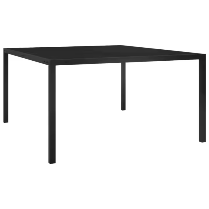 vidaXL Mesa de jardín de acero y vidrio negra 130x130x72 cm - 1