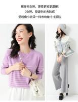 Suéter De Punto Para Mujer 2025 Estilo Oficina Lady Con Rayas Cuello Redondo Manga Larga Suéter Caliente Y Suave Para Todas Las Estaciones - details 2
