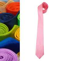 Ociodual Corbata estrecha de poliester unisex para eventos color Rosa textura fina - details 3