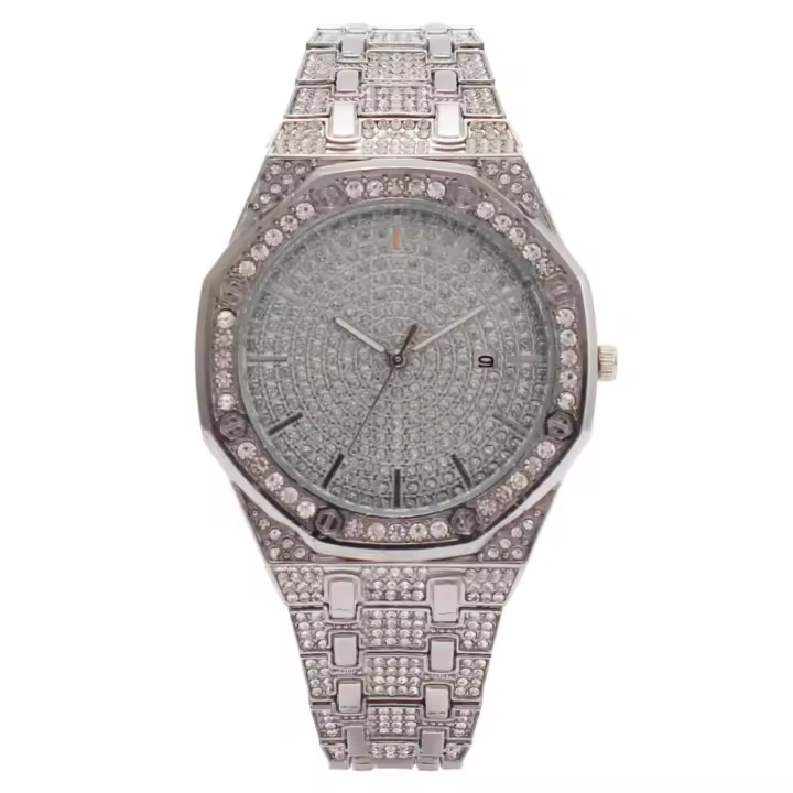Reloj para mujer con forma octogonal, piedras brillantes, lleno de diamantes, calendario, un reloj de lujo para la mujer - 1