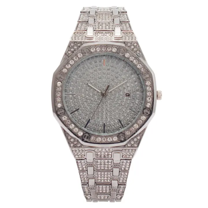 Reloj para mujer con forma octogonal, piedras brillantes, lleno de diamantes, calendario, un reloj de lujo para la mujer - 1