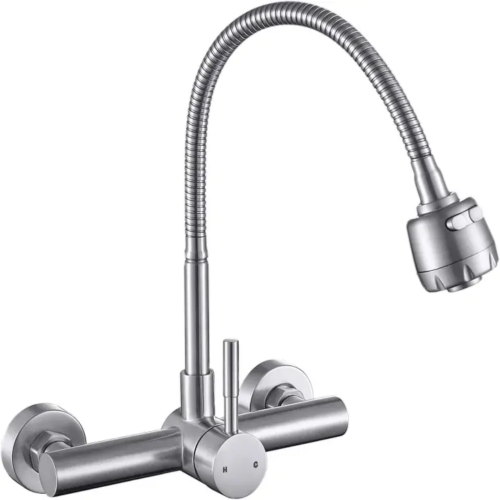 Grifo de cocina de Maple inoxidable 304, Grifo de Agua fría y Caliente con rotación de 360 Grados, color Plisado. SY - 1