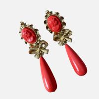 Pendientes largos de flamenca para mujer, calabazas corales, forma de lágrima, cierre de seguridad de Le Côté Chic - details 0