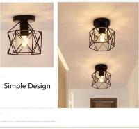 Luz De Techo Moderna Nórdica Negra De Hierro Tratado E27 LED Para Cocina Sala De Estar Dormitorio Estudio Balcón Restaurante Café Hotel - details 3