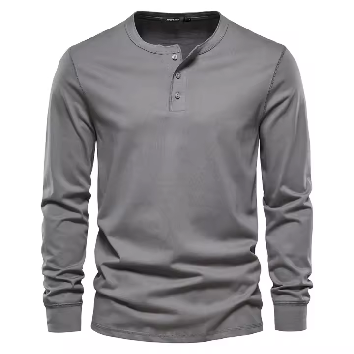 Camiseta informal de manga larga con cuello redondo para hombre, camisa deportiva ajustada de talla europea, otoño, nueva - 1