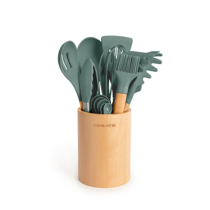 CREATE - Set de utensilios de cocina de silicona y madera - KITCHENWARE STUDIO - 1