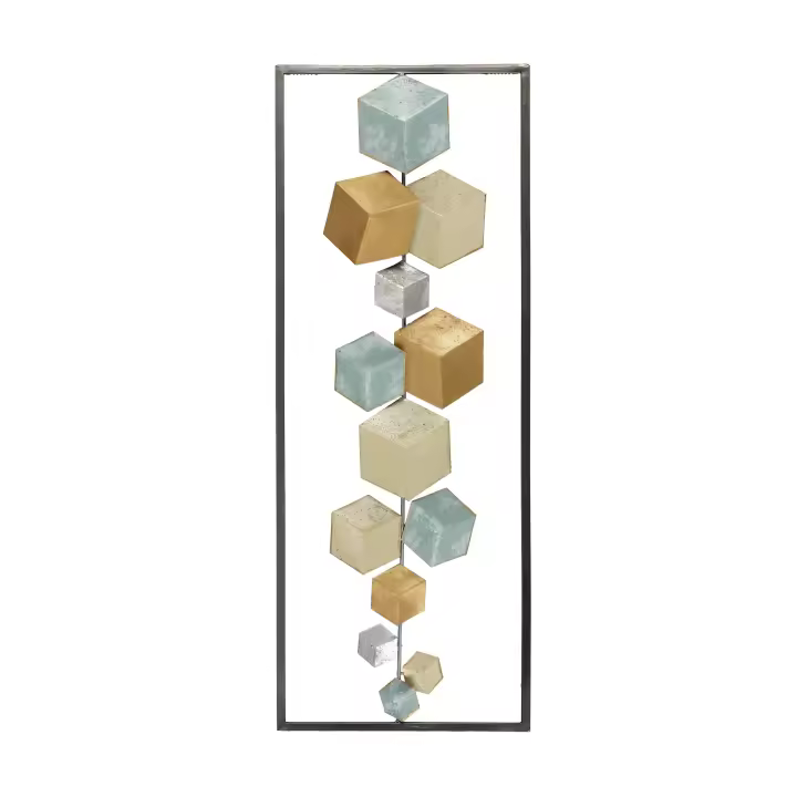 Hispanohogar Decoración Metálica de Pared Colección Géométrica 74x29 Cm - Efecto Tridimensional - 1