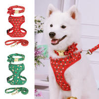 Set De Correa Y Amuleto Para Perros Con Accesorio Floral Navideño Para Chihuahua Pug 3 Piezas Ajustable Transpirable De Tamaño XS/S/M - details 1