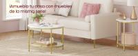 VASAGLE Mesa de Centro, Mesa de Salón, Mesa de Sofá de Mármol de Imitación Redonda, Estante de Vidrio Templado, Montaje Fácil, Estilo Moderno, Salón, Blanco Mármol y Dorado Claro/Blanco Mármol y Negro Tinta - details 0