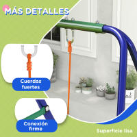 Outsunny Columpio Infantil Columpio para Niños de 3-8 Años con 2 Sillas Resistente a los Rayos UV y Soporte de Metal Carga 90 kg para Patio Jardín Multicolor - details 5