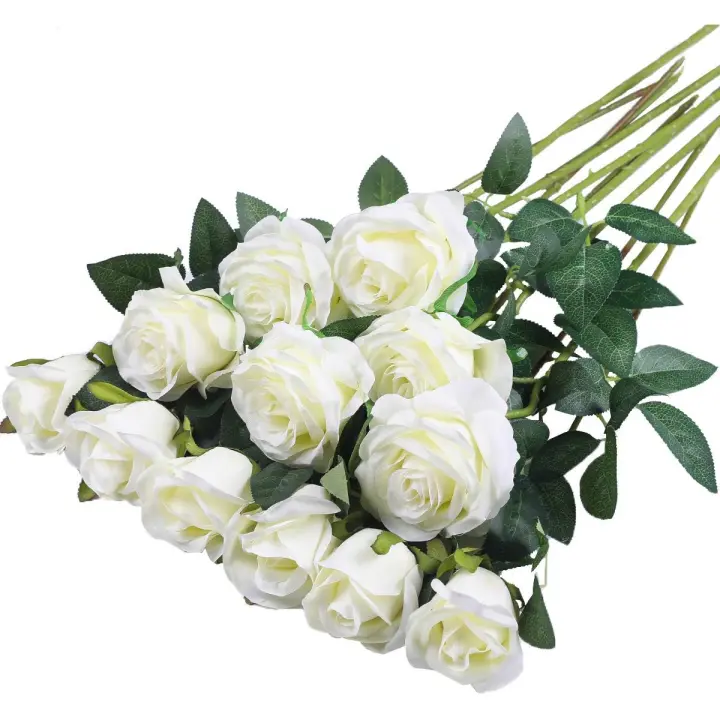 12pcs Arreglo De Rosas Artificiales Realistas Para Bodas Cumpleaños Y Más Decoración Floral Para El Hogar Y Arreglos Florales - 1