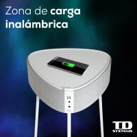 Mesa auxiliar altavoz portátil con sonido de 20W, Bluetooth, Base de carga inalámbrica, batería de 2500mAh. Mesilla o mesita para dormitorio o sala de estar - TD Systems SM20B11P - details 3