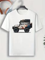 Camiseta De Verano Para Hombre Con Estampado De Coche - Cómoda Y Transpirable Para Salidas Casuales Y Vacaciones En El Resort - details 7