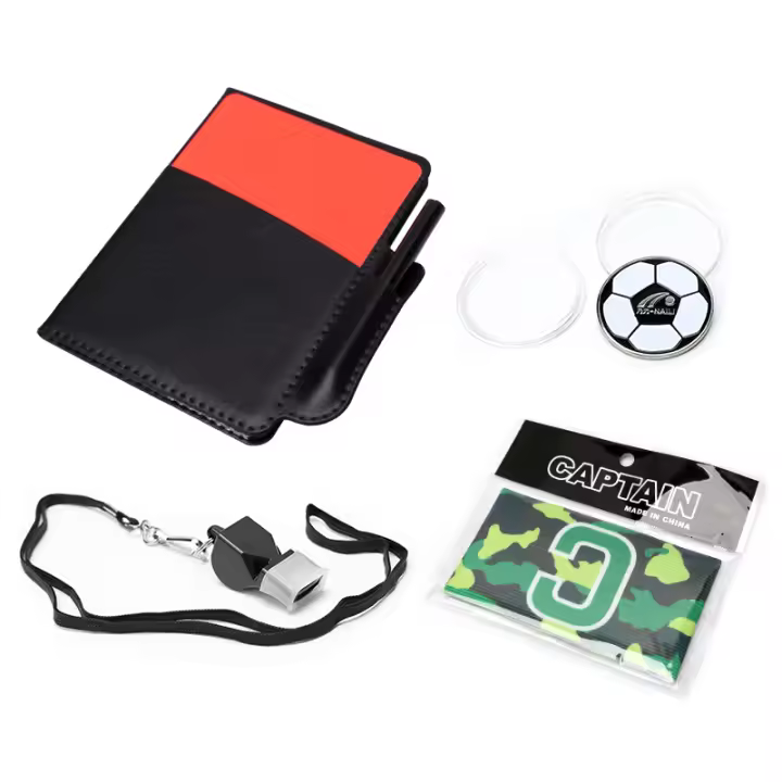 Kit De Cartas Rojas Y Amarillas Para Fútbol Con Manguito Para Capitán De Equipo Silbato Moneda Bolsa De Cuero Lápiz Y Papel - 1