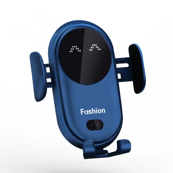 Cargador inalámbrico para coche de 15 W, soporte para teléfono inalámbrico, clip de puerta de sujeción automática, cargador de coche de inducción para todos los dispositivos, azul - 1