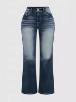 Pantalones Vaqueros Flared De Denim Para Mujer Estilo Europeo Y Americano Casual Adecuados Para Viajes Diarios Cierre De Cremallera - details 5
