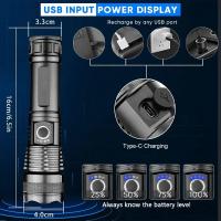 Linterna De Mano Recargable LED XHP 100 Alta Potencia Torcha Zoomable Para Camping Emergencias Exteriores Luz Super Brillante - details 3