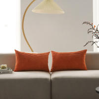 Funda Cojín Rectangular Naranja Ultra Suave De Corduroy Para Sofa De Sala De Estar Funda De Almohada Cómoda Tamaño 30x50 - details 4