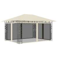vidaXL Cenador con Mosquitera 4x3x2,73 m Toldo Parasol Marquesina Carpa Color Taupé,  Crema,  Antracita y mas - details 0