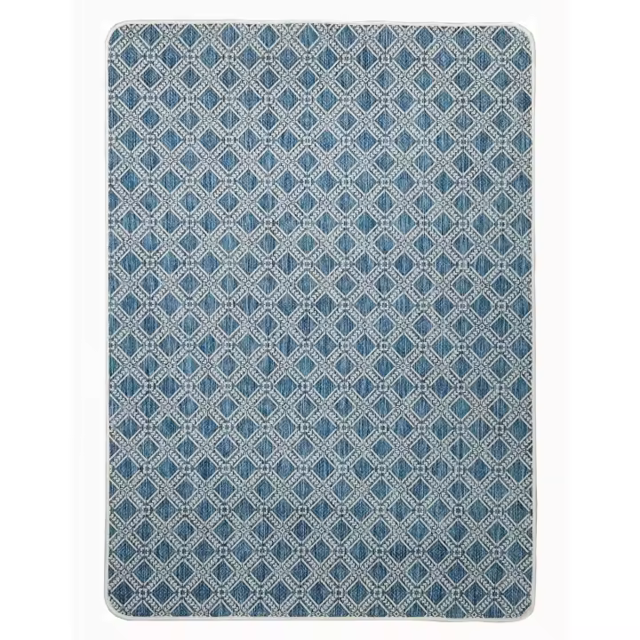 TADI & IMPERIO 1979 - POMPEYA - Alfombra lisa resistente de exterior e interior -Azul-Dorado-Marrón- Gris- Ideal para decoración de hogar y exteriores, terrazas balcones. - 1
