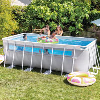 INTEX Piscina desmontable rectangular Prism Frame, Medidas 400x200 cm, Material resistente triple capa, capacidad 8.418 litros, incluye depuradora de cartucho, tapiz, cobertor y escalera de seguridad, Tecnología Hydro Aeration - details 1