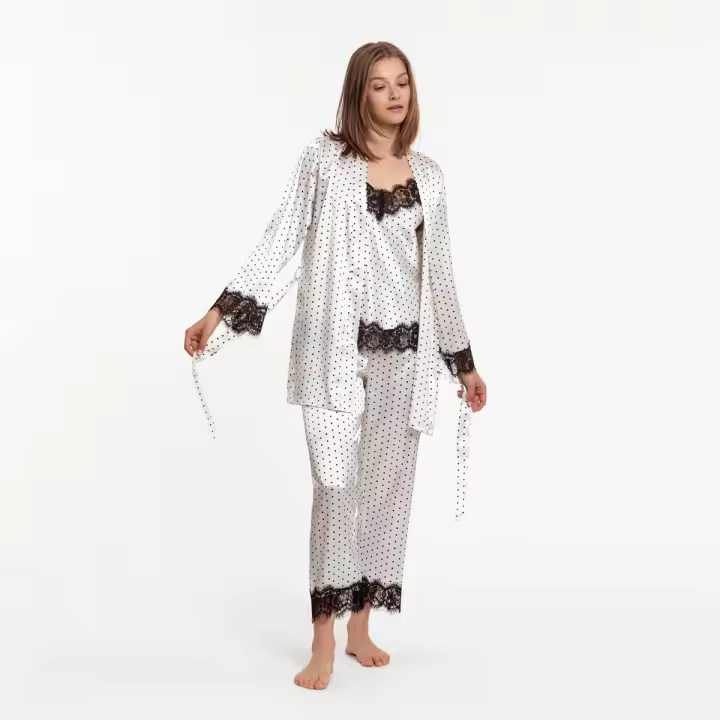 Pijama de Satén 3 Piezas | Ropa de Cama y Descanso Mujer - 1