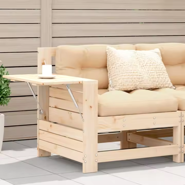 vidaXL Sofá jardín con reposabrazos y cojín madera maciza pino blanco en color Blanco / antracita/Sin tratar/Gris/Sin tratar/Beige y más | acolchados duraderos para sofás de jardín terraza exterior - 1