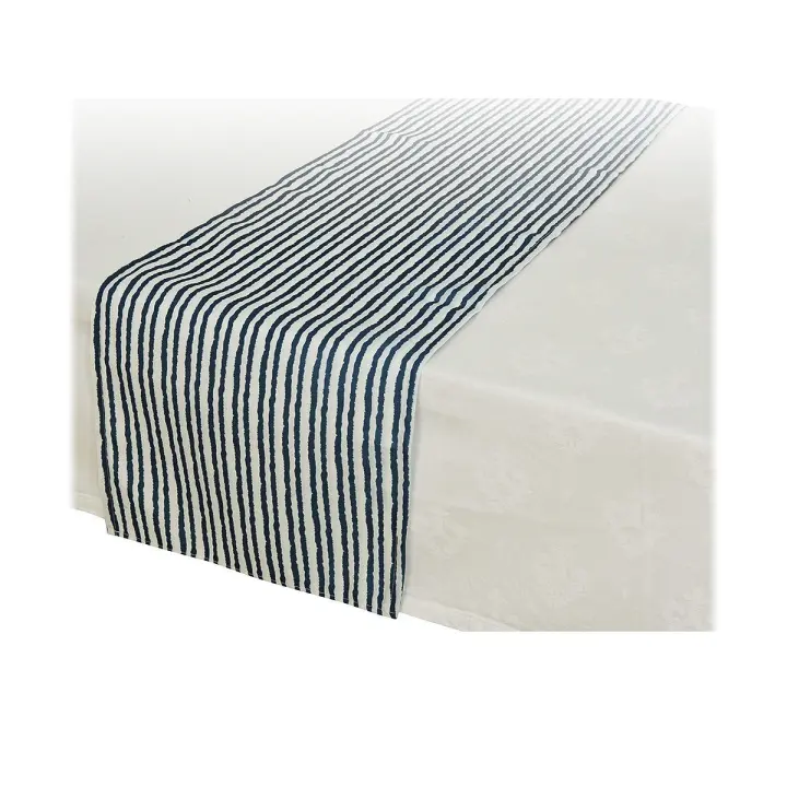 Camino de Mesa Decoris Azul Blanco Azul/Blanco Textil 32 x 150 cm Marino - 1