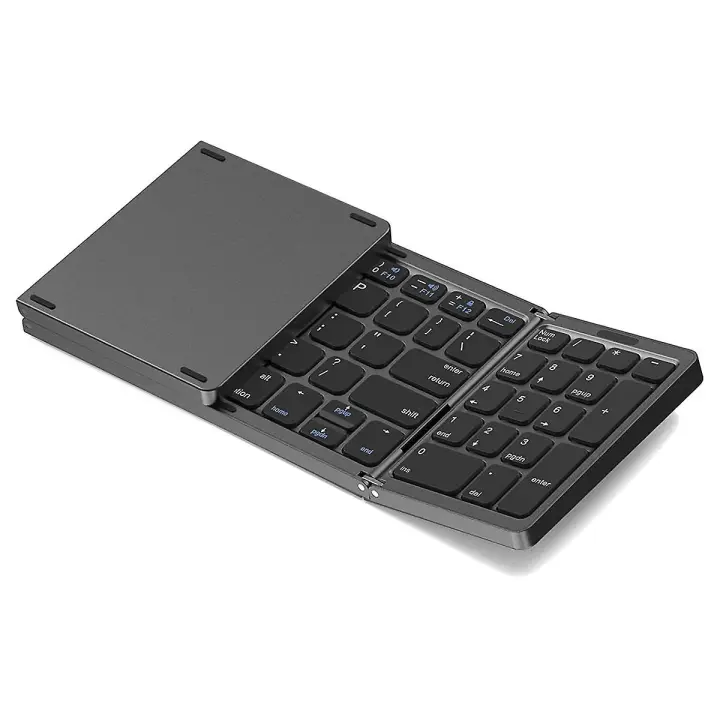 Plegable, teclado inalámbrico recargable USB para IOS, Android, Windows PC portátil Smartphone-Negro - 1