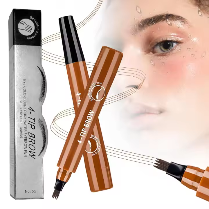 Lápiz de cejas microblading para hombres y mujeres. Lápices de larga duración para un aspecto natural con 4 micropuntas. Crea cejas con efecto vello. Lápiz de cejas estilo tatuaje (marrón claro*). - 1