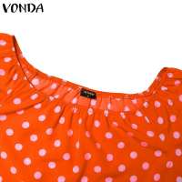VONDA Vestido Bohemio Para Mujer Con Puntos Maxi Verano Hombros Descubiertos Largo De Manga Media Casual Suéter Estampado Fiesta - details 7