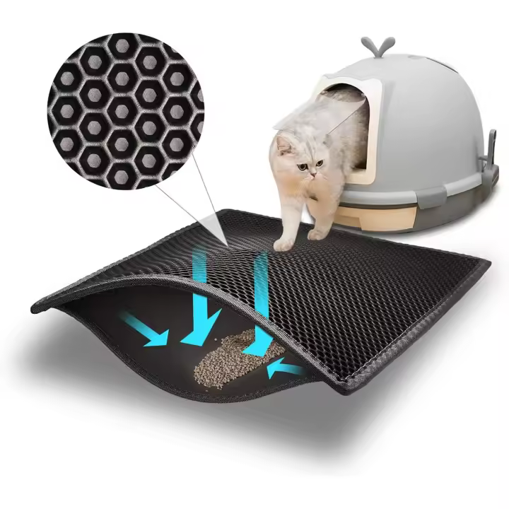 Alfubra para Arena para Gatos de Doble Capa 30x45 cm Accesorio para aspirador Negra - 1