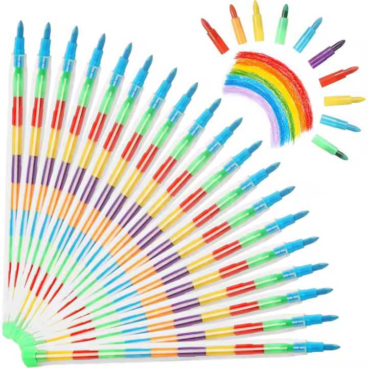Crayones de punta intercambiable, 20 lápices de colores, crayones de punta arcoíris, 11 crayones apilables para niños, juego de lápices de colores para pintar. - 1