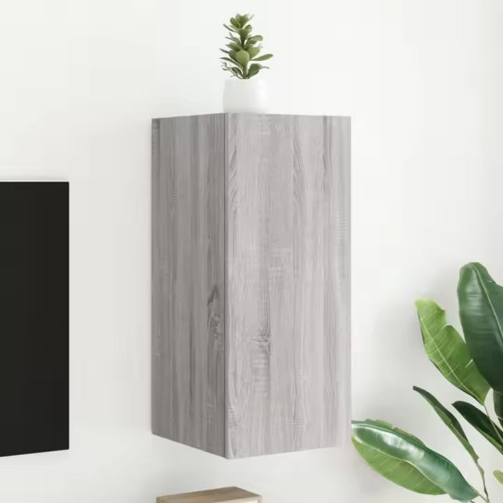 vidaXL Mueble de TV de pared con luces LED gris Sonoma 30,5x35x70 cm - 1