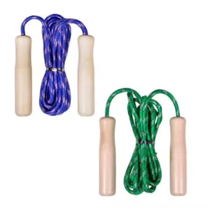 Totventas 2 Cuerdas de Saltar a la Comba para Niños y Adultos de Color Verde y Azul | Mango de Madera | Longitud 260 Cm - 1