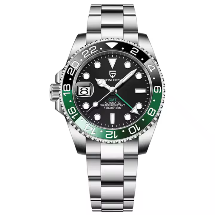 Reloj Mecánico Para Hombre PAGANI DESIGN 2025 PD-1662 Resistente Al Agua 100M Cristal De Zafiro GMT Con Coronación De Mano Automática Y Múltiples Zonas Horarias - 1