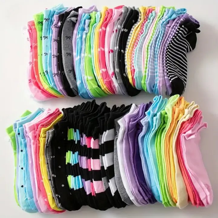 Calcetines De Tobillo Con Estampado De Corazones Para Mujer Calcetines De Candy Colored Para San Valentín Poliéster Y Spandex - 1