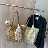 Bolso de mano de gran capacidad para mujer, bolsa de hombro tejida a mano, fresca, Rural, de hierba, de verano - details 7