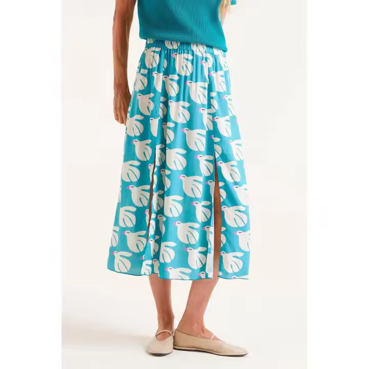 Compañia Fantastica Falda Midi Estampado Palomas - 1
