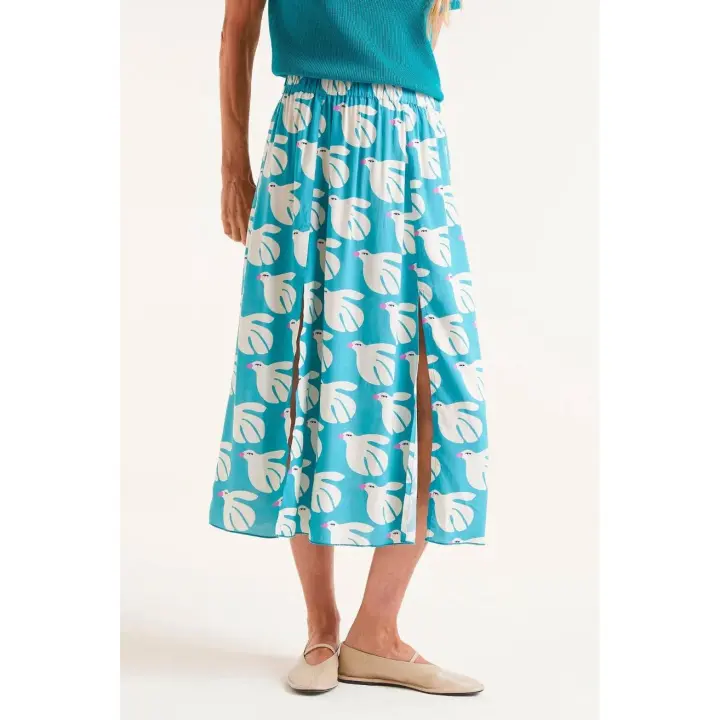 Compañia Fantastica Falda Midi Estampado Palomas - 1