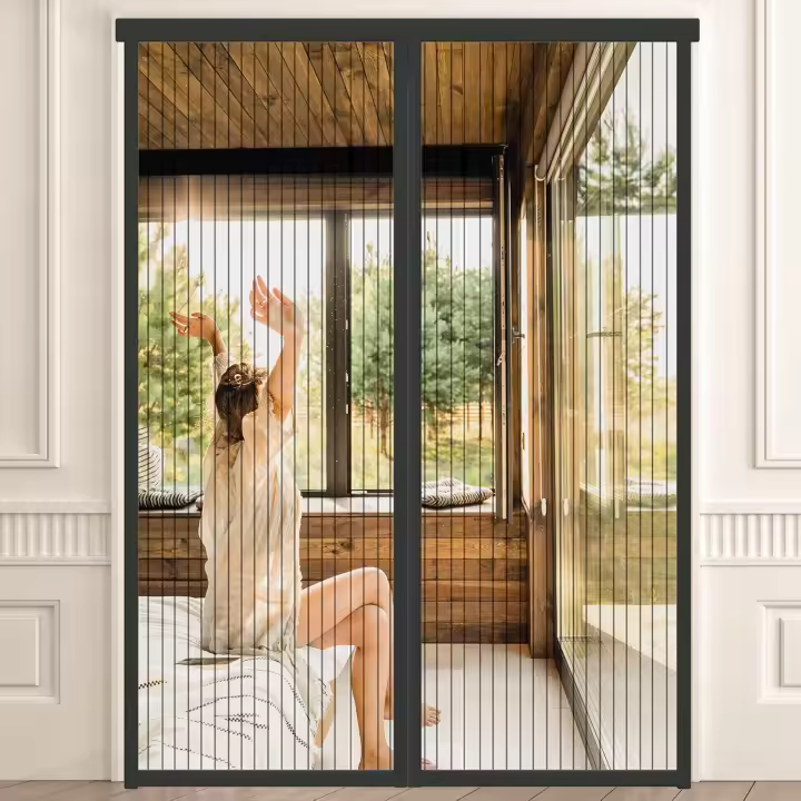 Mosquitera magnética para Puerta, 90x210, color Negro, para Puertas exteriores y Balconies, patios, mosquitera magnética con Imanes, mosquiteras con Cierres magnético. - 1