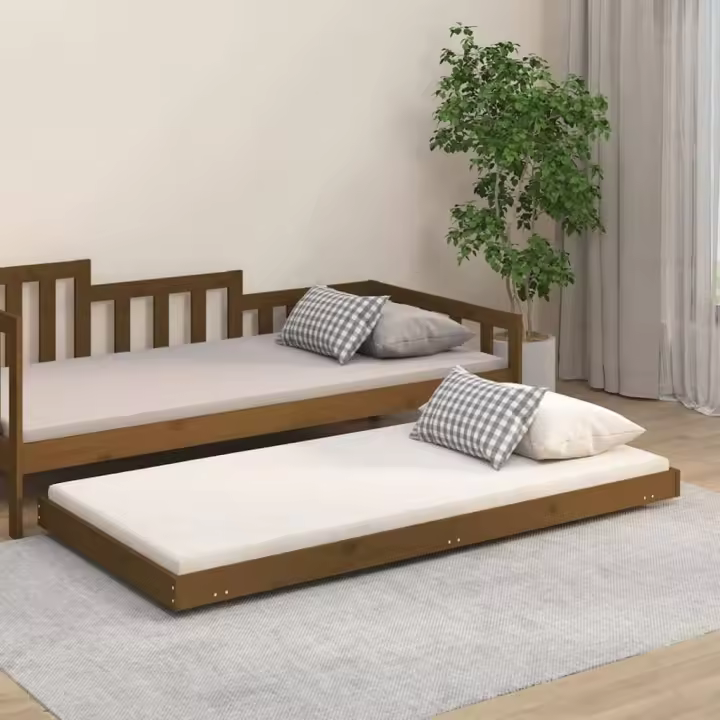 Estructura de Cama Madera Maciza de Pino Marron Miel 75x190 cm - 1