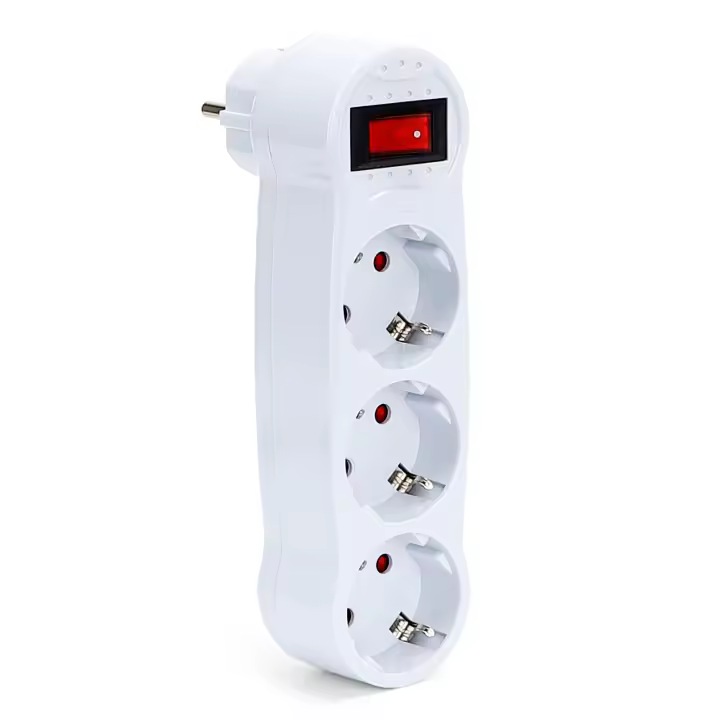 Aigostar Adaptador Enchufes Plano con 3 Tomas y Interruptor,Ladron Enchufes con Protección Infantil,Enchufe de Pared,16A,250V,Blanco - 1