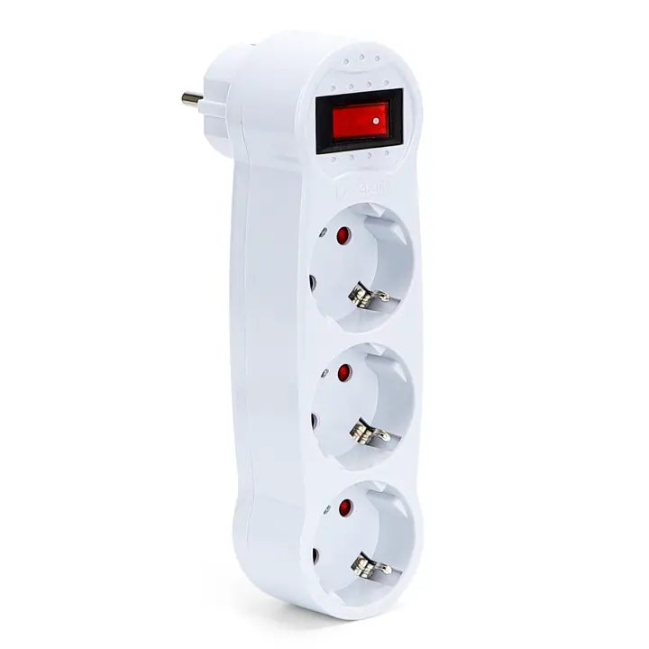 Aigostar Adaptador Enchufes Plano con 3 Tomas y Interruptor,Ladron Enchufes con Protección Infantil,Enchufe de Pared,16A,250V,Blanco - 1
