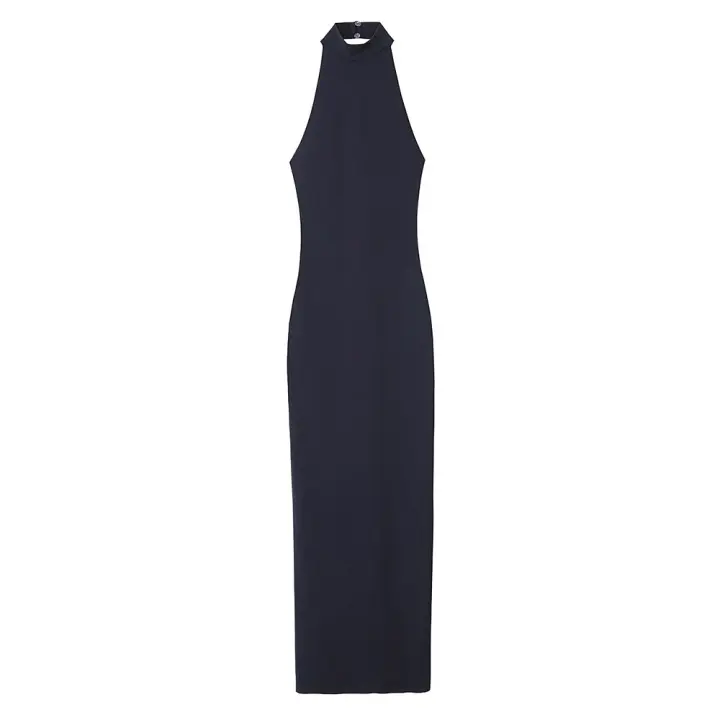 Vestido Largo De Moda TRZA Para Mujer Con Cuello Halter Sin Espalda Y Ajuste En La Cintura Vestido De Fiesta De Corte Casual - 1