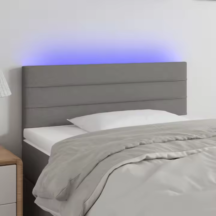 vidaXL Cabecero con LED de tela gris oscuro 100x5x78/88 cm - 1
