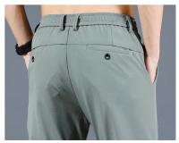 Pantalones Casuales Para Hombre Verano 2024 Estilo Coreano Elásticos Rectos Ajustados Cómodos Trajes Negocios Verde Militar - details 31