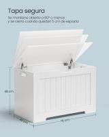 Baúl con tapa abatible, zapatero, caja para juguetes, multifunción, gran capacidad, tablero MDF, blanco, marrón - details 7